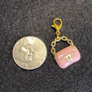 NEW Charm Pink Purse Bag Handbag Clip On Goldtone Bracelet Charm
